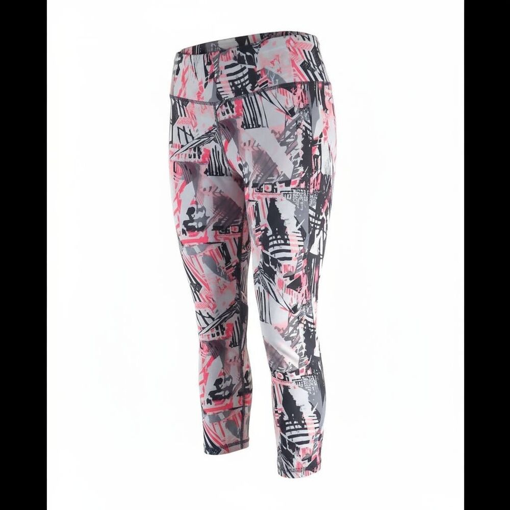 Danskin Now Women’s Abstract Print Capri Leggings – Pink, Gray & Black – Size M